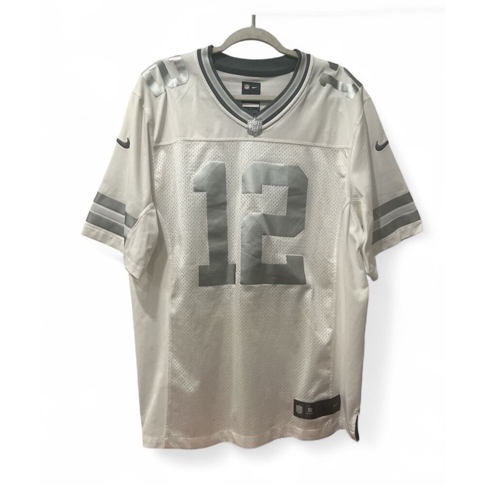 NIKE Aaron Rodgers NFL‎ Packers White #12 Jersey Platinum Silver Size Large